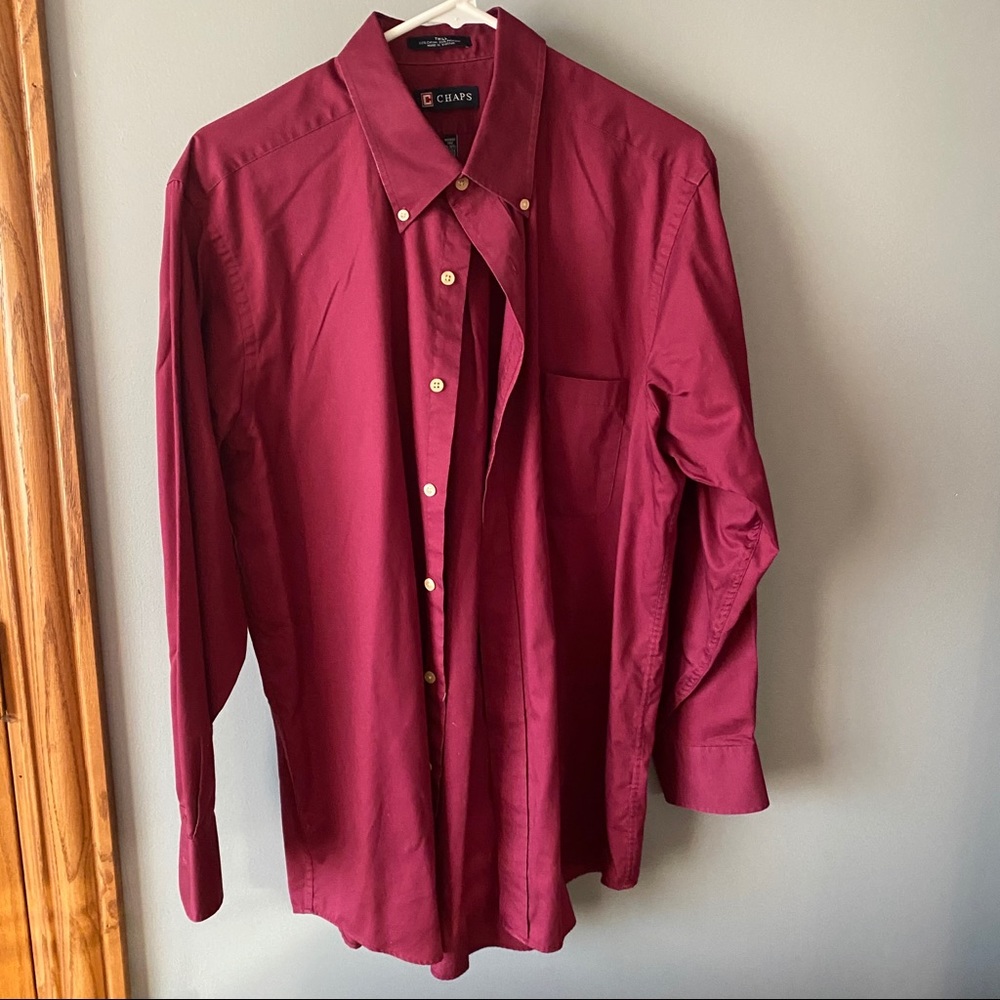 Chaps maroon button up dress shirt